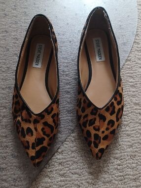 Steve Madden Leopard-Print Pointed Flats in Brown and Black